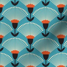 an orange and black fan pattern on a pink background