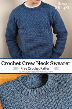 the crochet crew neck sweater pattern is shown