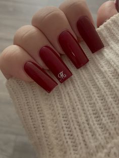 #rednails Cherry Red Nails, Cherry Nails, Drip Nails, Fingernail Polish, Colored Acrylic Nails, Short Square Acrylic Nails, Star Nails, Square Acrylic Nails, Cherry Red