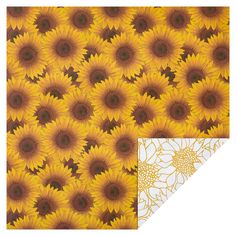 sunflowers on yellow and brown background with white paper