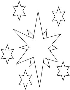 a pink star surrounded by black stars on a white background