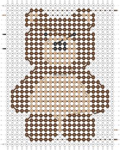 a cross - stitch teddy bear is shown in brown and white