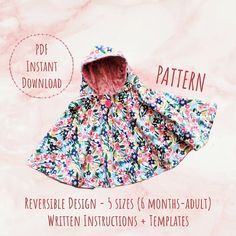 an image of a baby's dress with flowers on it and instructions to sew