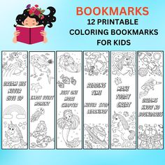 coloring bookmarks for kids with the title, 12 printable coloring books for kids