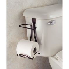 a toilet with two rolls of paper attached to it