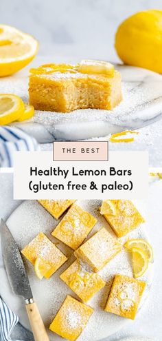 the best healthy lemon bars gluten free and paleo recipe on a plate