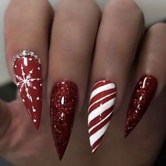 Fake Nails With Glue, Festival Nails, Xmas Nails, Stick On Nails, Christmas Nail Designs, Nailed It