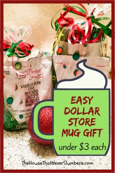 the dollar store mug gift is under $ 3 each