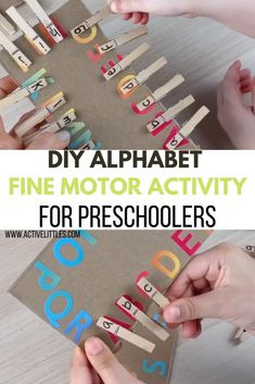 kids are playing with the alphabet fine motor activity for preschoolers