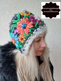 Whimsical Brimmed Winter Bonnet, Winter Festival Hat With Curved Brim, Whimsical Winter Hat, Winter Festival Brimmed Crochet Hat, Whimsical Black Winter Hat, Whimsical Winter Beanie Costume Hat, Whimsical Beanie Costume Hats For Winter, Whimsical Winter Cap Mini Hats, Whimsical Winter Festival Hats