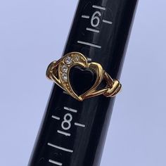 Vintage Avon gold tone ring with black heart #heartjewelry #coquette #whinsygoth #goth Vintage Avon, Black Heart, Heart Jewelry, Women Accessories Jewelry, Women's Jewelry, Women's Accessories, Jewelry Rings, Gold Tones, Jewelry Accessories