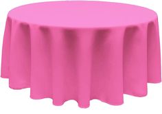 a bright pink round tablecloth on a white background