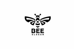 the bee logo is black and white, with an insect on it's back