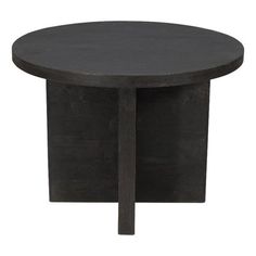 a black round table with two legs on the top and one leg in the middle