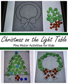 christmas crafts for kids to make with the light table and fine motor activities