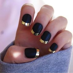 Gold Tip Nails, Gold Nail, Her Nails, Nails Diy, Round Nails, Gold Tips, Ideas Nails, Popular Nails