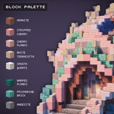 an image of a building made out of blocks and bricks with the text block palete below it