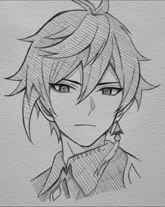 Anime Pfp Sketch, Art Sketches Pencil Anime, Sketches Face Anime, Genshin Characters Drawing, Pencil Drawings Anime Characters Sketch, Easy Manga Drawings For Beginners, Anime Boy Sketch Easy, Best Anime Drawings Sketch, Anime Men Drawing