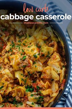 cabbage casserole with meat and vegetables in a skillet