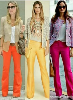 Cute Office Outfits, Color Combos Outfit, Spring Work, Spring Work Outfits, Bright Fashion, Summer Attire, Colored Pants, Stylish Clothes For Women