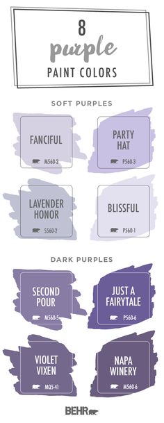 purple paint colors are shown in this graphic style, with different shades and sizes to choose from