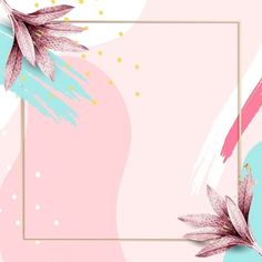 a pink and blue background with flowers on it