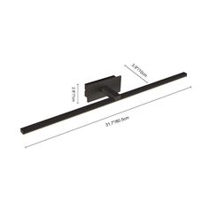 an image of a bathroom light fixture with measurements for the length and width, on a white background