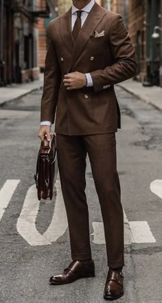 Buy MEN BROWN 2 PIECE / Slim Fit 2 Piece Double Breasted Suit for Online in India - Etsy Men In Suits Classy, Classy Suits Men, Boys Formal, Suit Ideas, Classy Suits, Dress Suits For Men, Designer Suits For Men