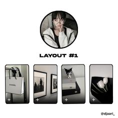 an image of a woman with her face in the middle of four pictures and text that says layout 1