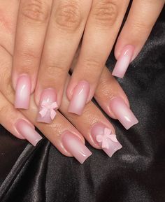 Pink And Light Brown Nails, Pink Winter Nails Square, Bow Square Nails, Square Nails Light Pink, Cute Valentines Day Nails Pink, Pink Dior Nails, Simple Nail Ideas Square, Baby Pink Square Nails, Winter Nails Short Square