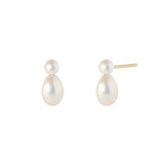 The Duo- Cultured Pearls-Earrings Double Pearl Earrings, Pearls Earrings, The Duo, Pearl Stud Earrings, Pearl Studs, Pearl Drop Earrings, Pearl Drop, Cultured Pearls, Diamond Studs