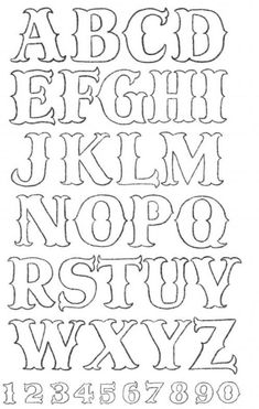 the upper and lower letters are outlined in black ink, with numbers on each side