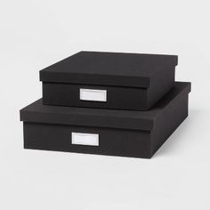 two black boxes sitting on top of each other