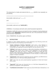 Pharmaceutical Supply Agreement Template A pharmaceutical supply agreement template serves as a foundational document for establishing a formal business relationship between a supplier and a ...