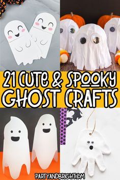 halloween crafts for kids to make with ghost and ghost - shaped paper plates, pumpkins and