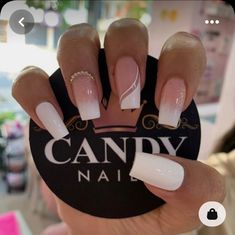 Candy Nails, Unghie Sfumate, White Acrylic Nails, French Tip Acrylic Nails, Classy Acrylic Nails, Nails Spa, Acrylic Nails Coffin Pink, Acrylic Nails Coffin Short, Summer Acrylic Nails