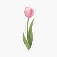 a pink tulip sticker on a white background