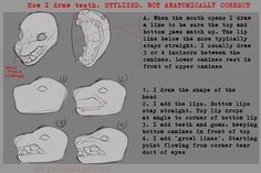 how to draw an animal's mouth and teeth