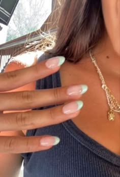 Nail Inspo For March, Nail Acrylic Simple, Pink French Tip Nails Different Shades, Nails For Spring Break 2024, Simple Nail Inspo Acrylic, Spring Break Nail Ideas Simple, Summer French Tips Almond, French Tip Nails Vacation, Summer Nails Inspo Vacation