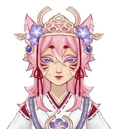 an anime character with pink hair and blue eyes wearing a tiara, holding a heart