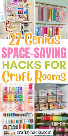 27 Space-Saving Hacks for Craft Rooms Cute Craft Storage, Fabric Storage Craft Room, Craft Closet Storage Organization, Crafting Closet Organization, How To Declutter Craft Room, Craft Room Organization Small Space, Small Craft Area Organization, Organising Craft Room