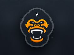 an image of a gorilla head with lightning bolt in the background on a black surface