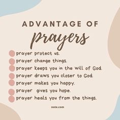 a prayer with the words, advantage of praying