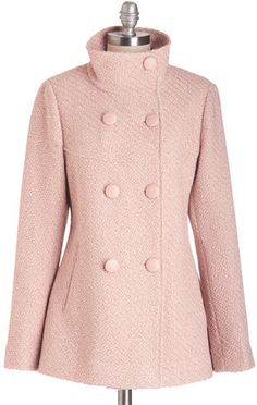 JESSICA SIMPSON OUTERWEAR Stratus Quo Coat in Rose  this coat is just too cute! Pink Peacoat, Holy Chic, Pink Coat, Long Sleeves Coats, 1960s Fashion, Vintage Coat, Pea Coat, Winter Coats Women, Coat Fashion