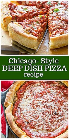 chicago style deep dish pizza with cheese on top