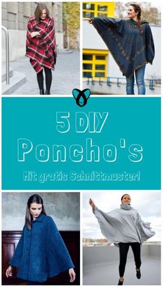 the cover of 5 diy poncho's