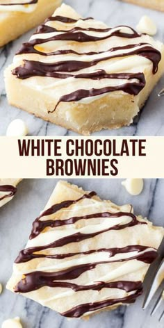 white chocolate drizzled on top of brownies