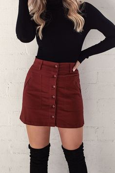 With Dress, Burgundy Skirt, Cute Skirt Outfits, Teenager Outfits, Cute Fall Outfits, Thanksgiving Outfit, 가을 패션