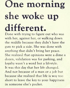 a poem written in black and white that reads, one morning she woke up different