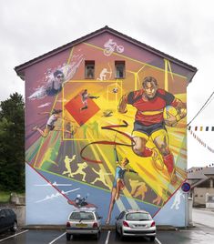 a large mural on the side of a building